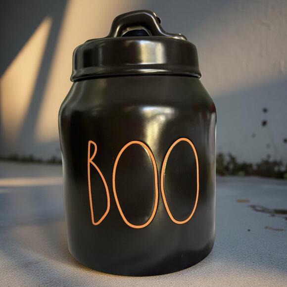 Rae Dunn Boo Canister – Black with Orange Letters – Halloween Fall Decor 🎃 - Picture 1 of 9